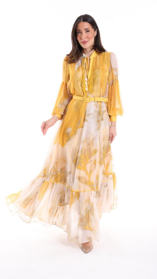 Robe Cocktail "Nébuleuse" Jaune