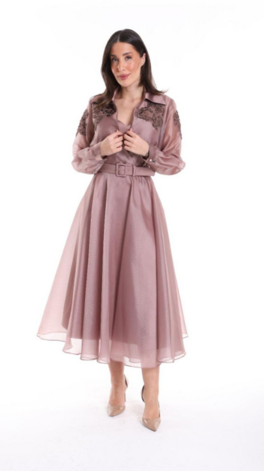 Robe Cocktail "Cristal" Taupe