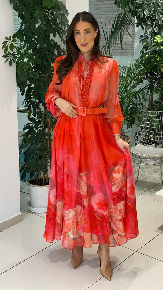 Robe Cocktail "Nébuleuse"  corail