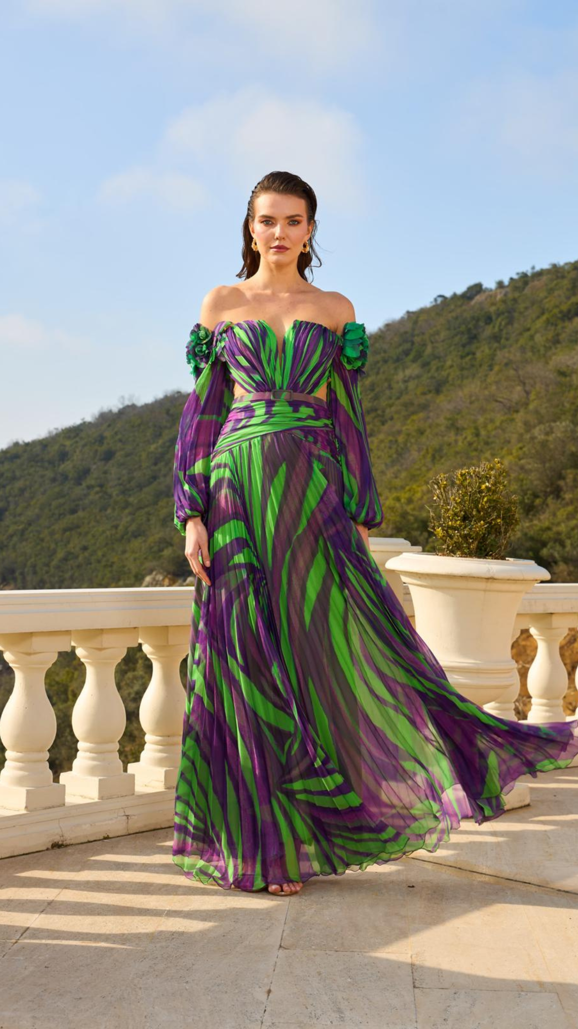 Robe "Orava" vert et violet