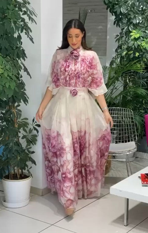 Robe Cocktail "Florale" rose