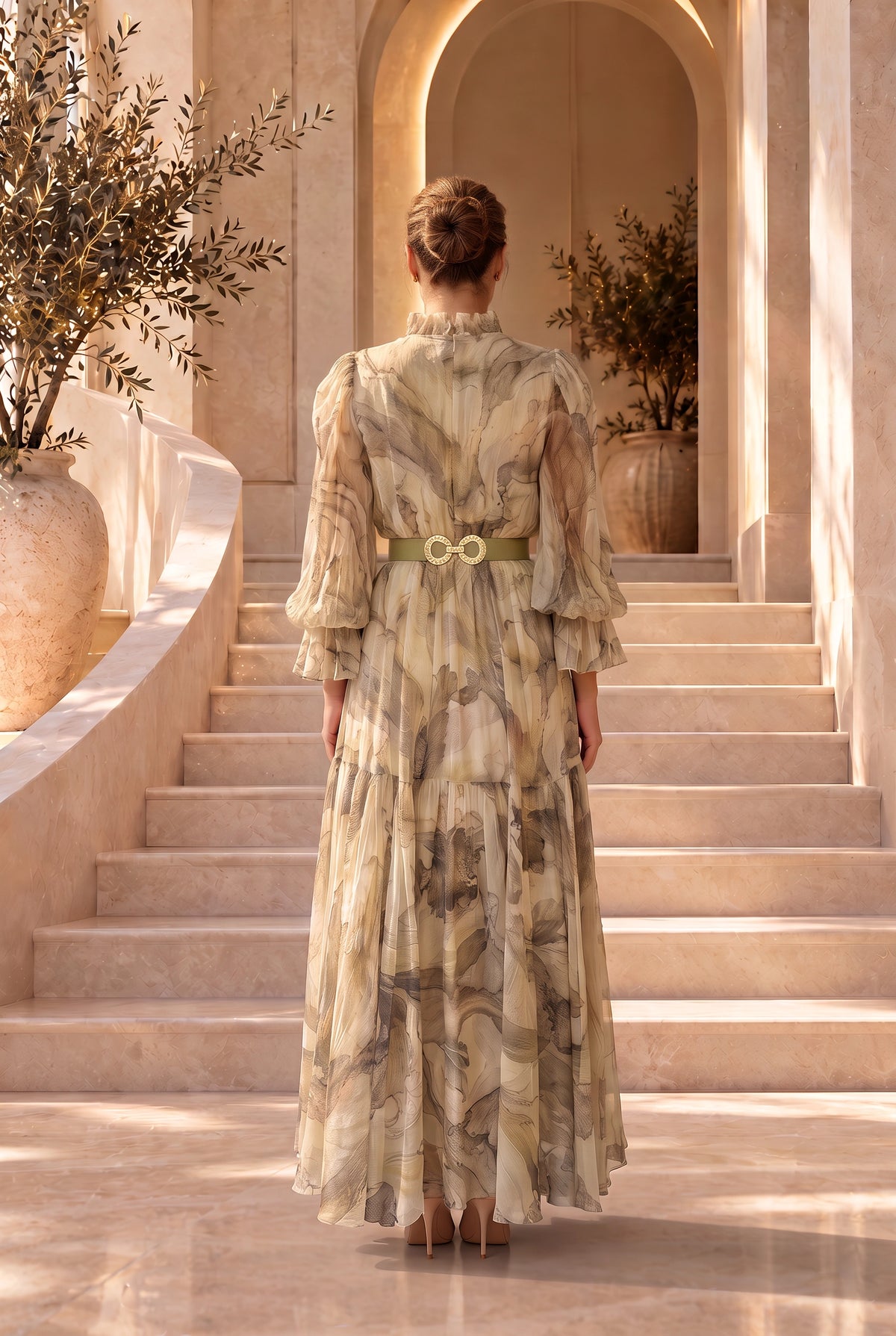 Robe flory beige