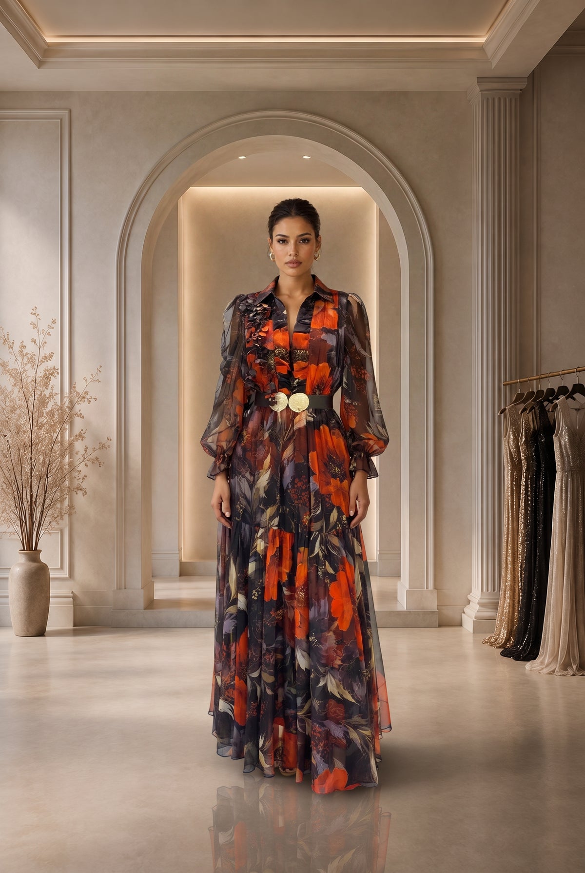 Robe Flory noir & rouge