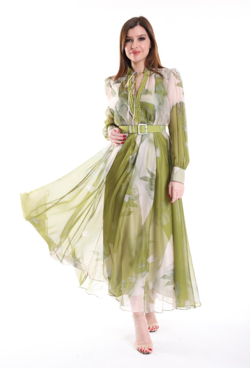 Robe Cocktail "Nébuleuse" Kaki