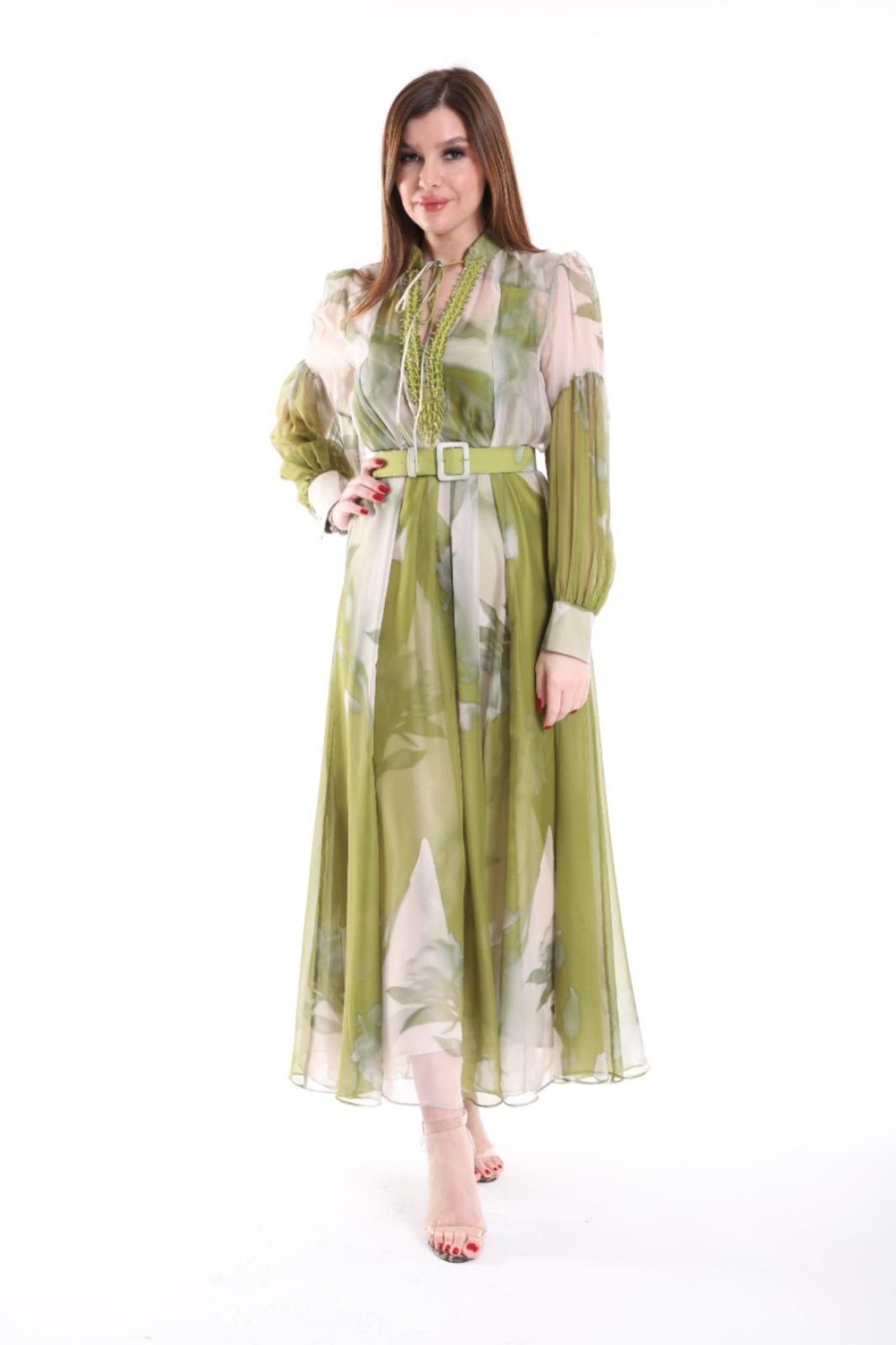 Robe Cocktail "Nébuleuse" Kaki
