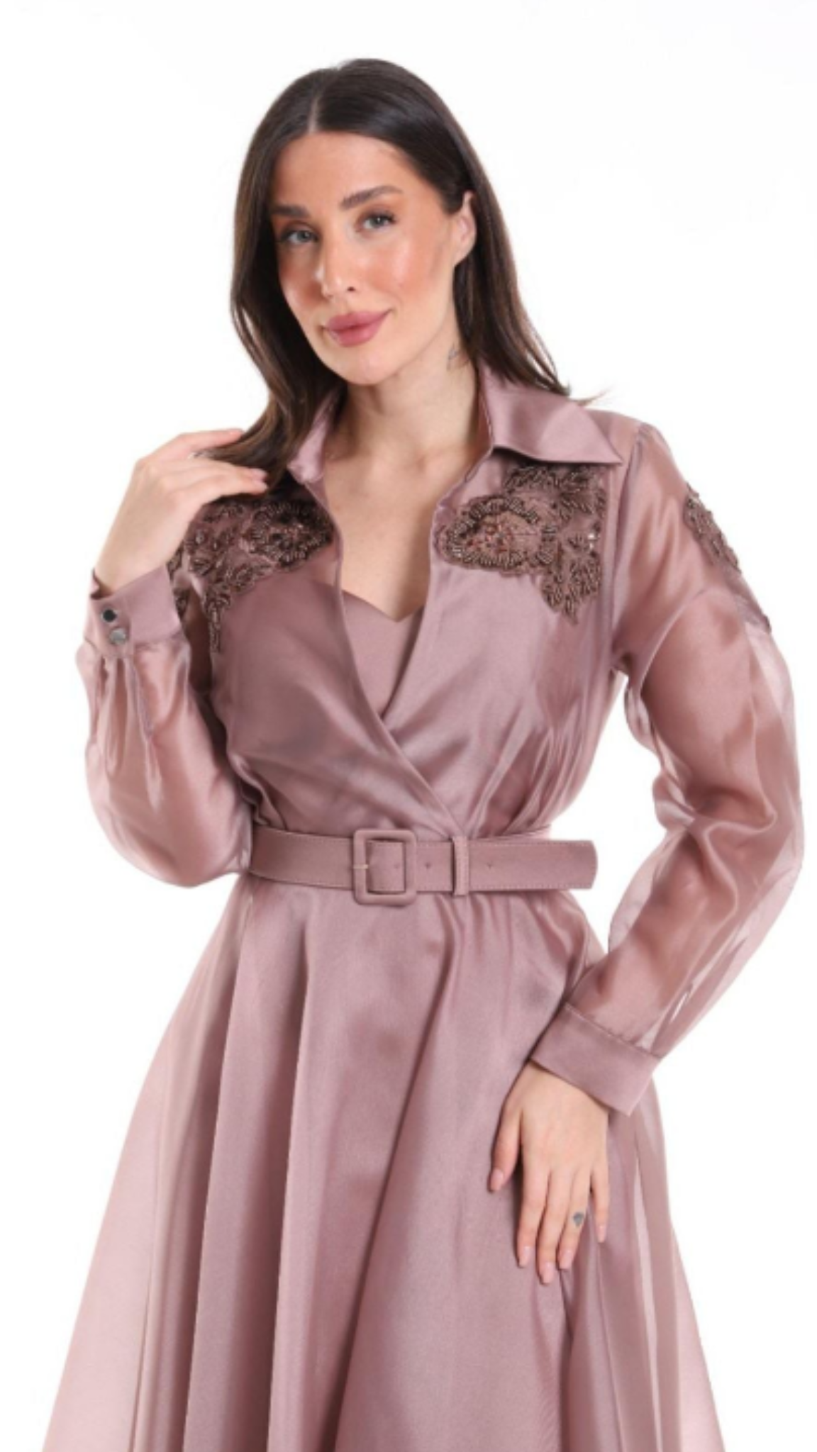 Robe Cocktail "Cristal" Taupe
