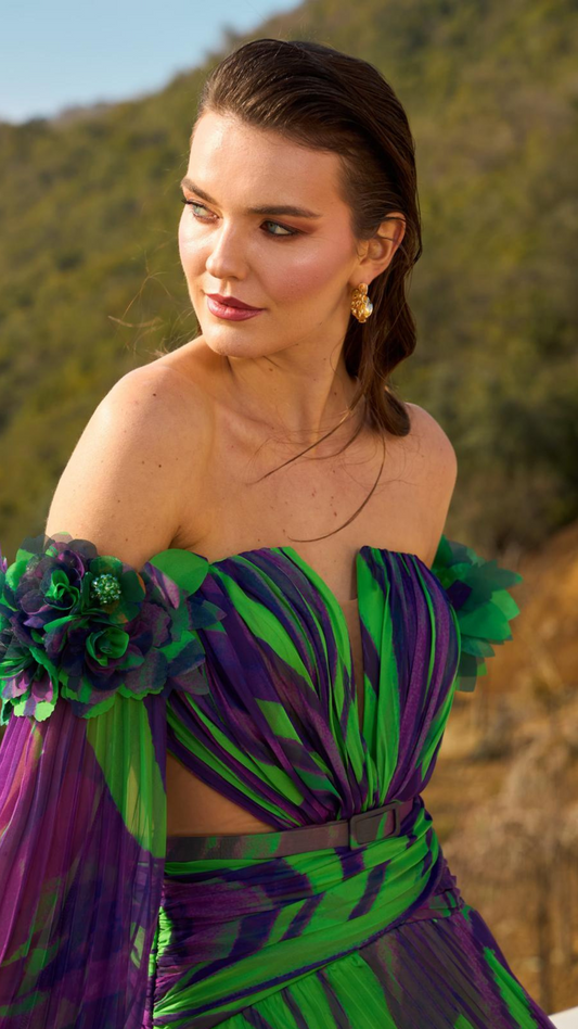 Robe "Orava"  vert et violet