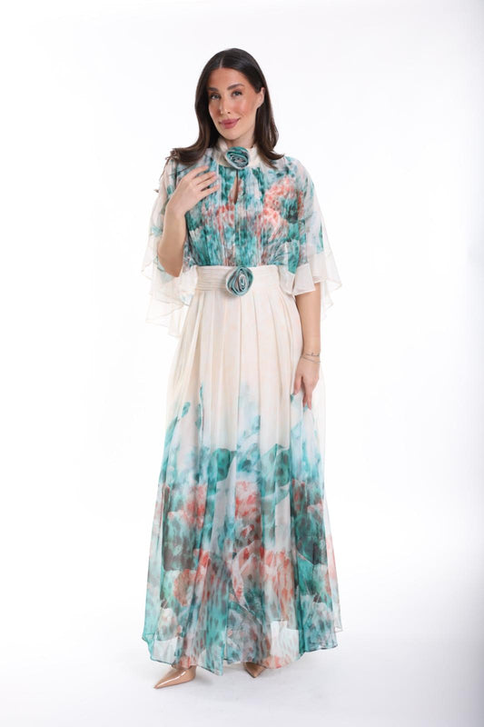 Robe Cocktail "Florale"  bleu