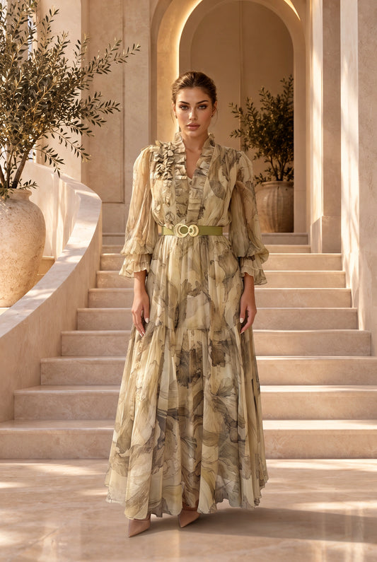Robe flory beige