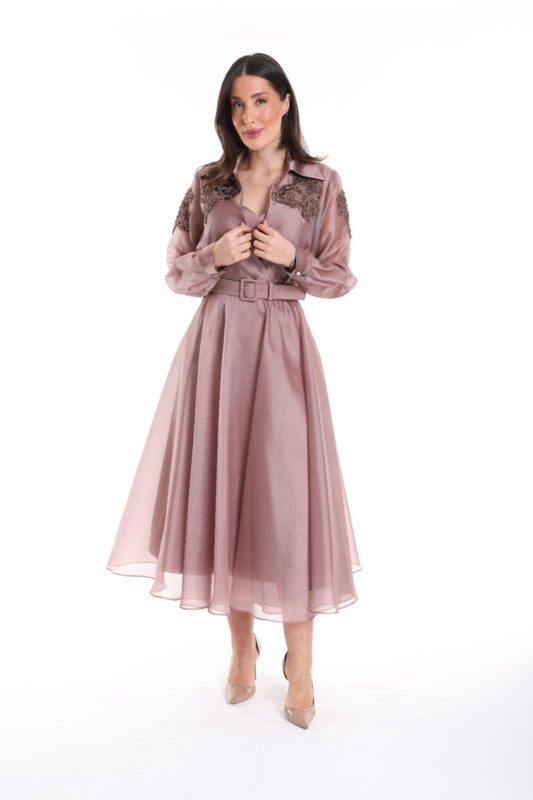 Robe Cocktail "Cristal" Taupe